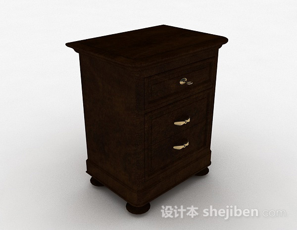 棕色木质床头柜3d模型下载