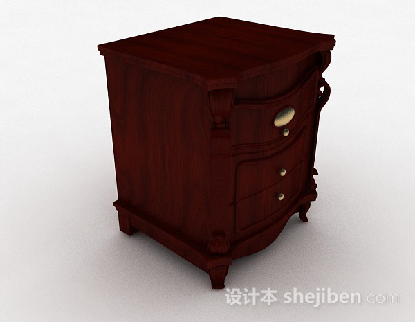 棕色木质床头柜3d模型下载