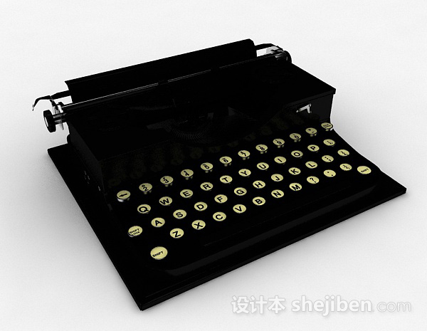 美式复古打字机3d模型下载