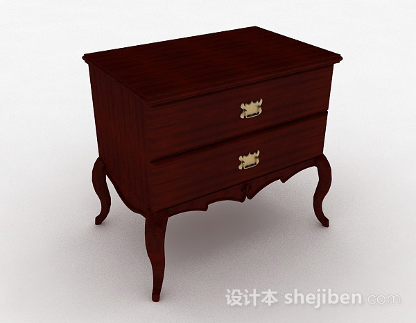 棕色木质床头柜3d模型下载