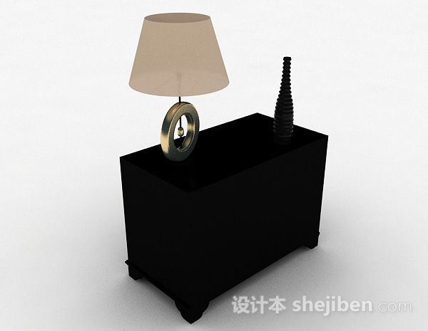 黑色简约床头柜3d模型下载