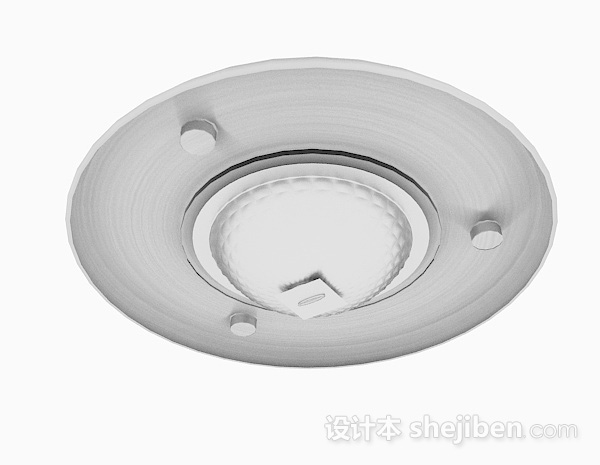 现代风格白色圆形吸顶灯3d模型下载