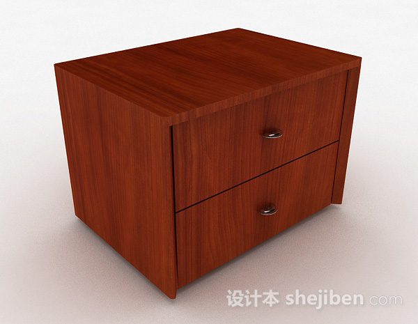 棕色木质床头柜3d模型下载