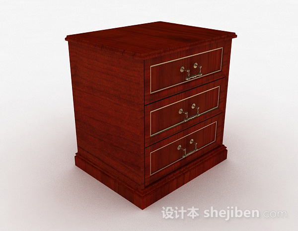 棕色木质床头柜3d模型下载