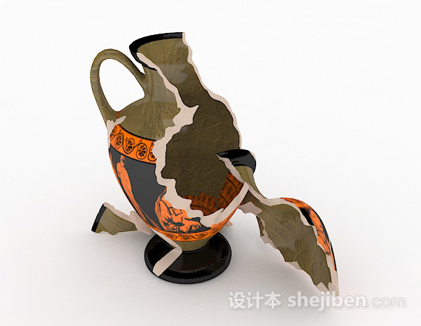 欧式风格陶瓷大肚瓶3d模型下载