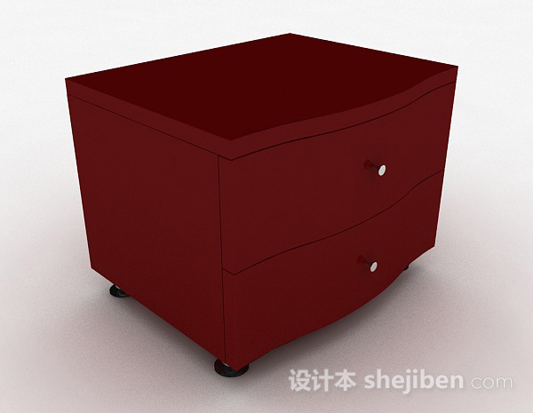 简约红色床头柜3d模型下载