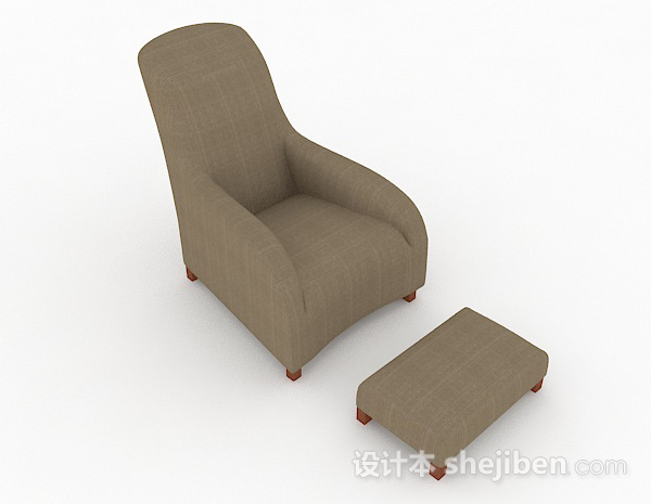 棕色简约单人沙发3d模型下载