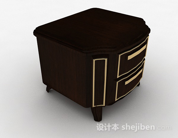 棕色木质床头柜3d模型下载