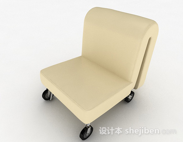 简约家居黄色单人沙发3d模型下载