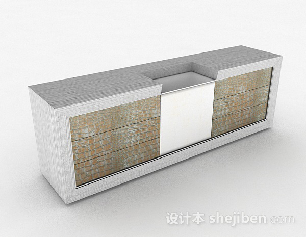 灰白色橱柜3d模型下载