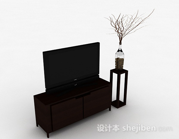 现代风格棕色短款电视柜3d模型下载