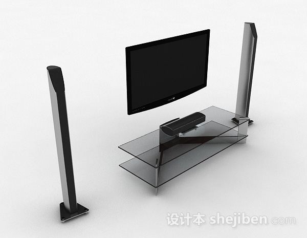 黑色电视机3d模型下载
