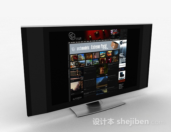 灰色家居电视机3d模型下载
