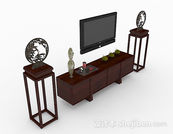 黑色电视机3d模型下载