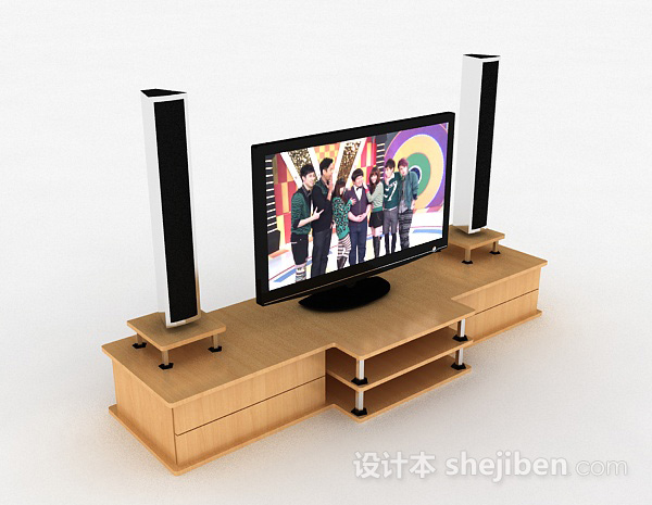 家居木质电视柜3d模型下载