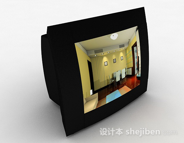 黑色电视机3d模型下载