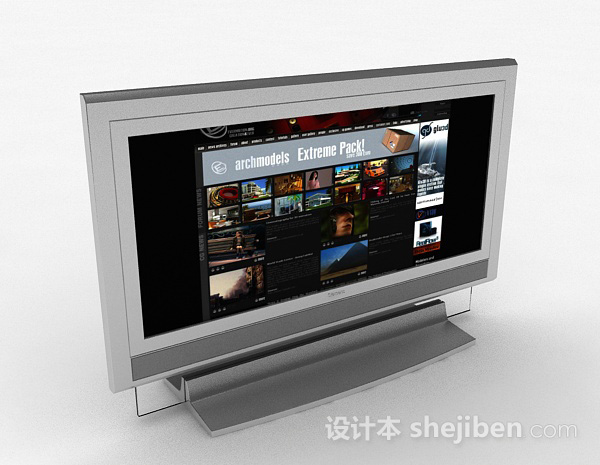 灰色家居电视机3d模型下载