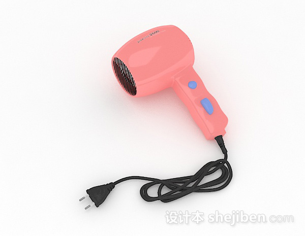 现代风格粉色小巧电吹风3d模型下载