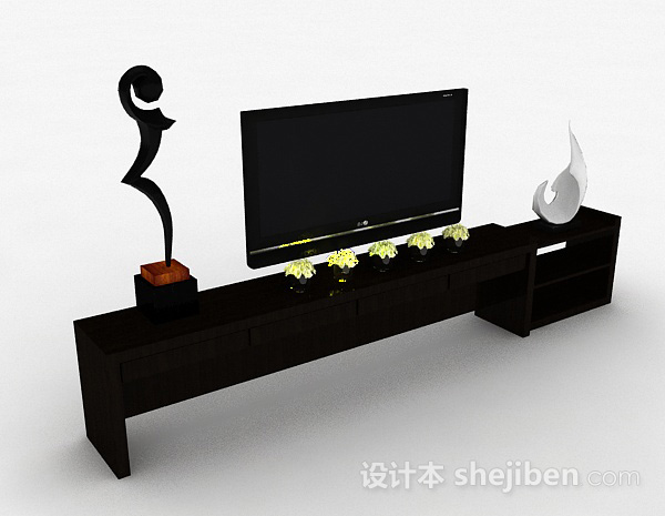 黑色电视机3d模型下载