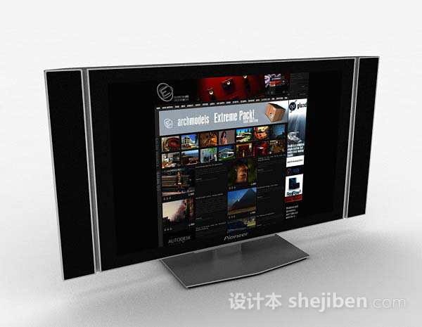 黑色电视机3d模型下载