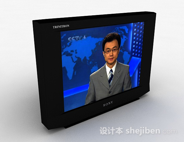 索尼黑色电视机3d模型下载