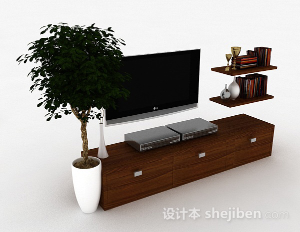 黑色电视机3d模型下载