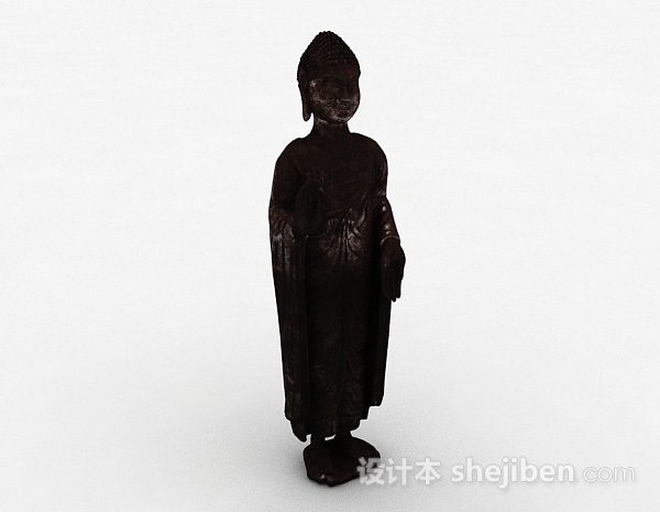 东南亚风格石质佛教僧侣雕塑3d模型下载