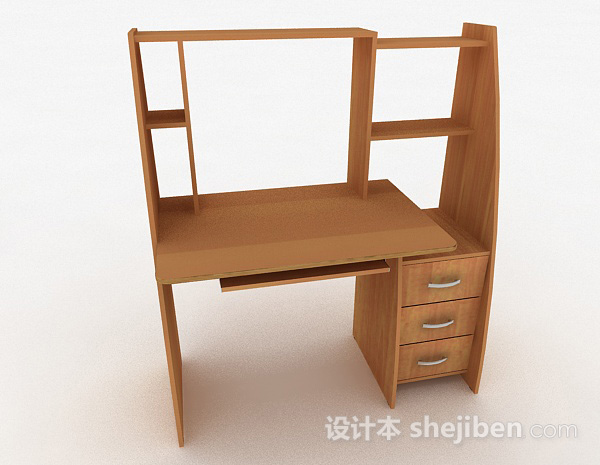 棕色木质书桌3d模型下载