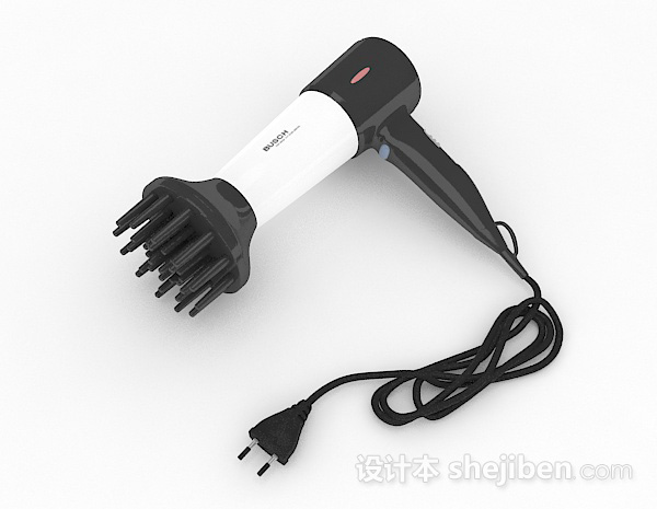现代风格黑白双色电吹风3d模型下载