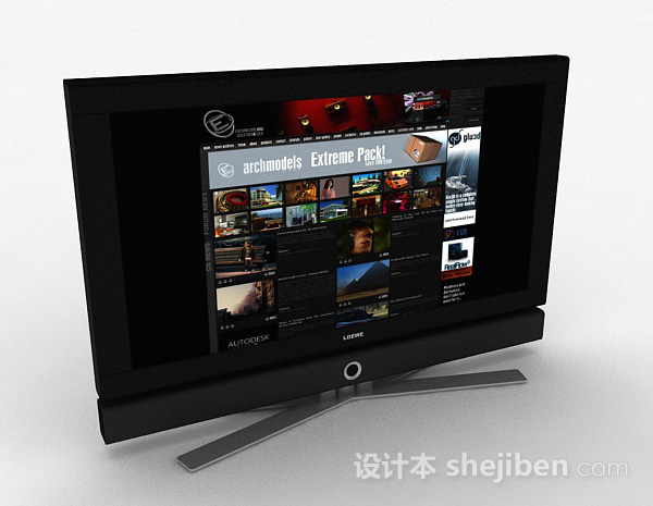 黑色电视机3d模型下载