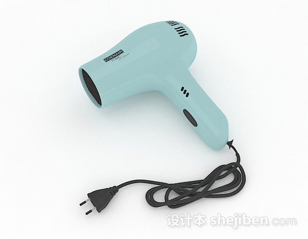 浅蓝色吹风机3d模型下载