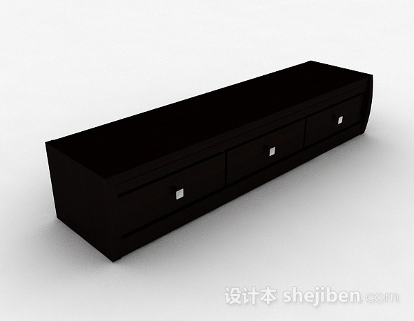 现代风格黑色木制电视柜3d模型下载