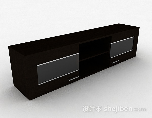 现代风格深棕色方形电视柜3d模型下载