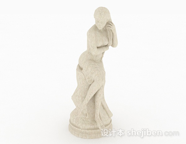 欧式风格白色石膏雕塑美女摆件3d模型下载