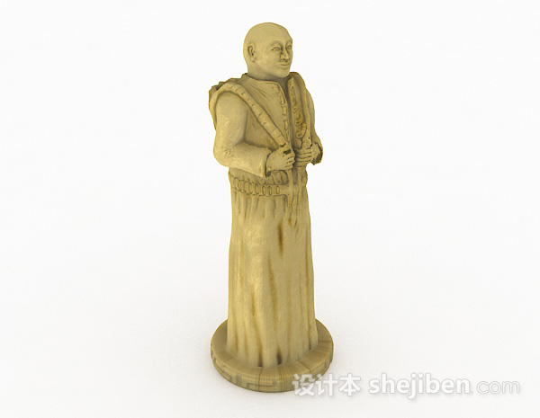 中式风格石刻古代青年3d模型下载