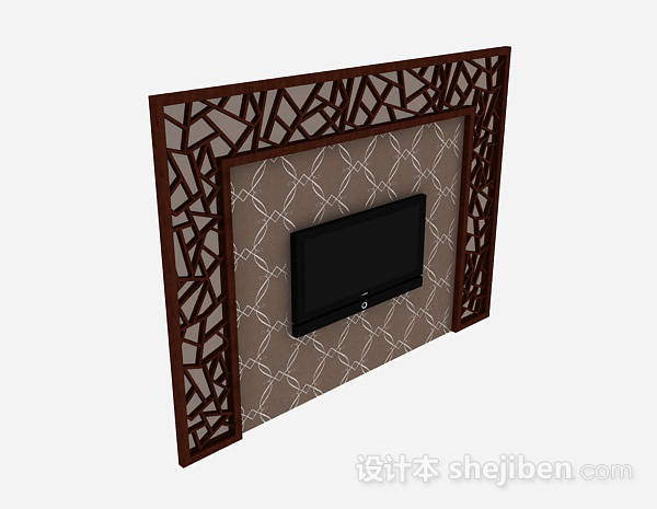 黑色挂式电视机3d模型下载