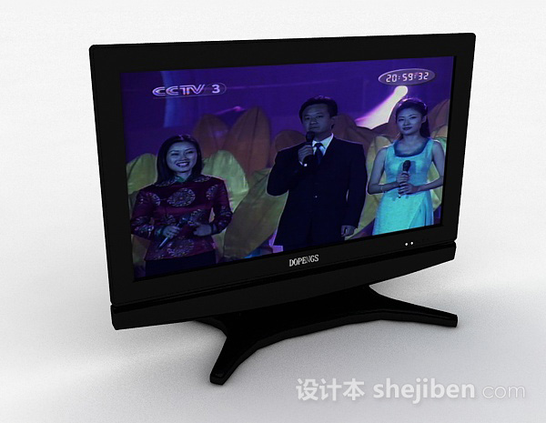 黑色电视机3d模型下载