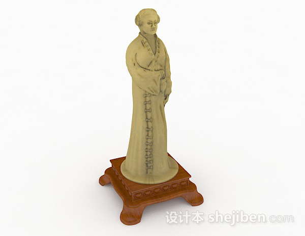 中式风格石刻古代仕女3d模型下载