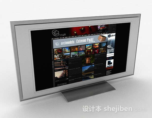 灰色电视机3d模型下载