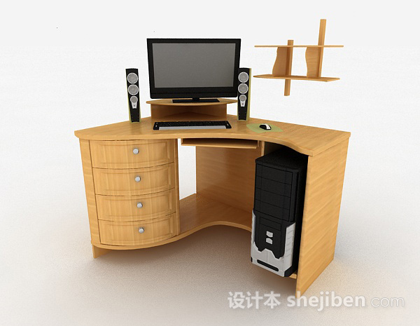 黄色书桌3d模型下载