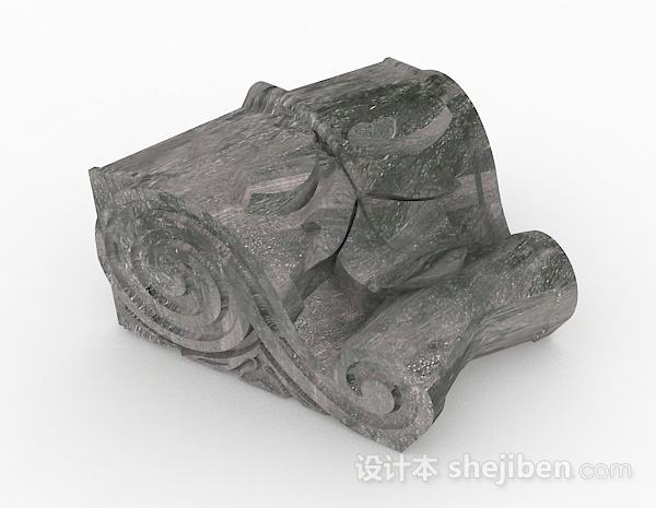 中式风格石质雕塑品3d模型下载