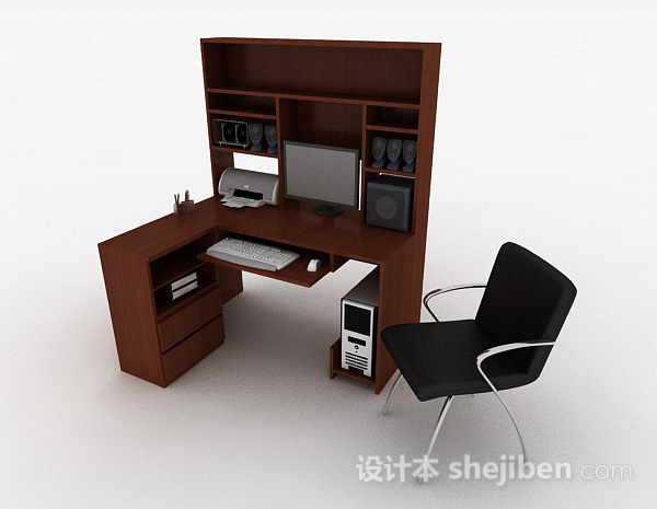 办公桌椅组合3d模型下载