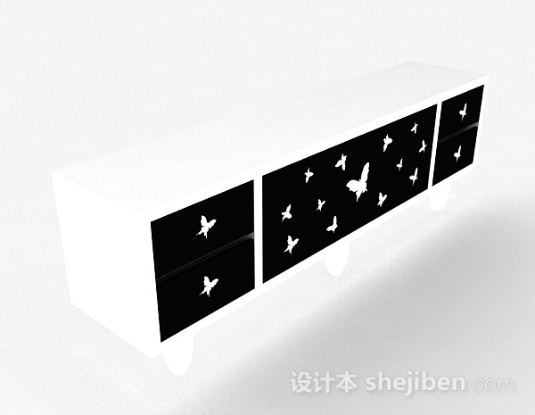 白色家居柜子3d模型下载