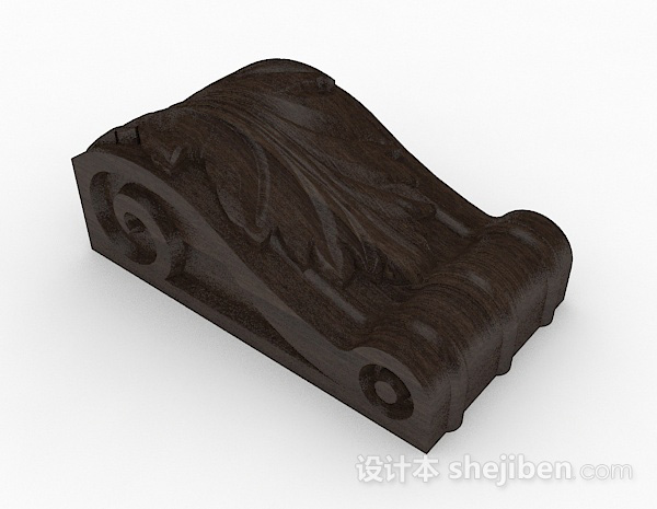 中式风格棕色石头雕塑品3d模型下载