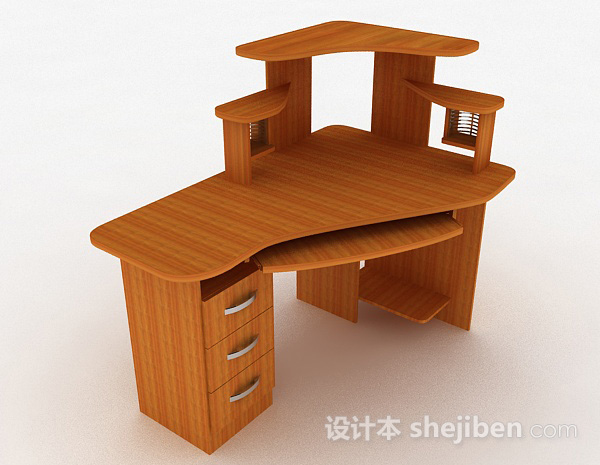 棕色木质书桌3d模型下载