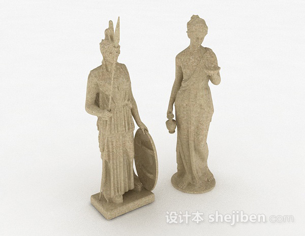 欧式风格欧式仕女雕刻3d模型下载
