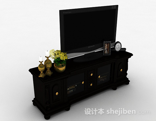 黑色电视机3d模型下载