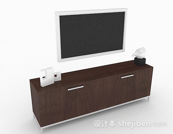 棕色木质电视柜3d模型下载