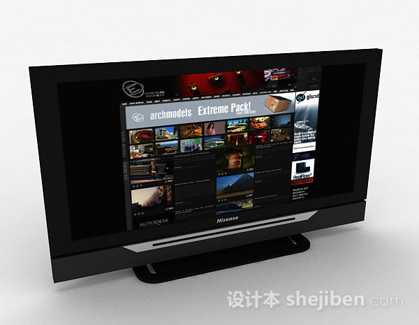 黑色电视机3d模型下载