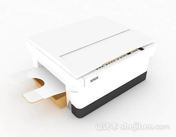 白色小型打印机3d模型下载